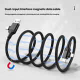 Dual input and dual output 90 degree magnetic data cable